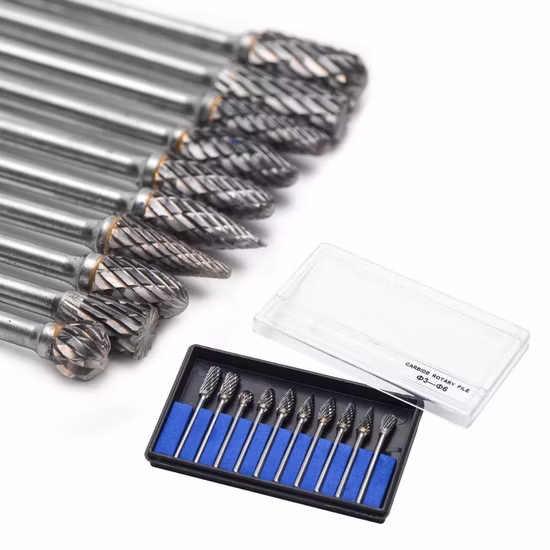 Haste de 6 mm de diâmetro Metal Rebarbação de madeira Gravação Polimento Tungstênio Conjunto de rebarbas rotativas Ferramentas de portabilidade Rebarbas de metal duro